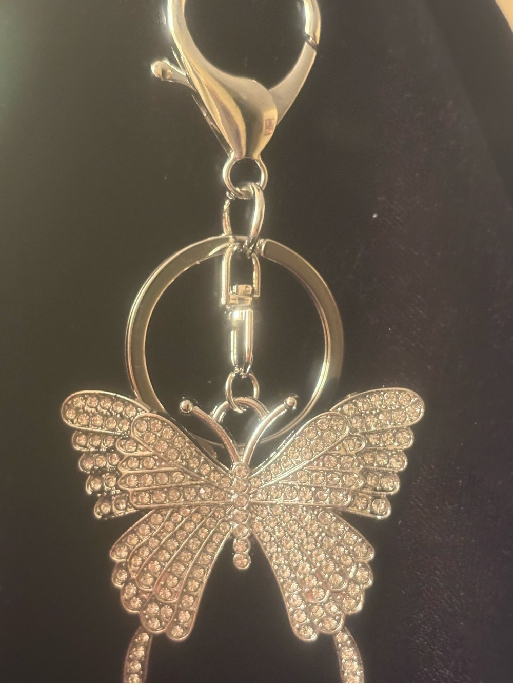 Silver Crystal Butterfly Keychain Charm/Purse bling -Women Jewelry
